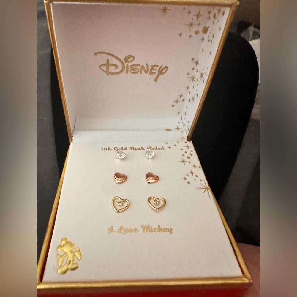 NWT Disney CZ Mickey Mouse Earring in 14K Gold Flash Plated Sets - Gold Two-Tone